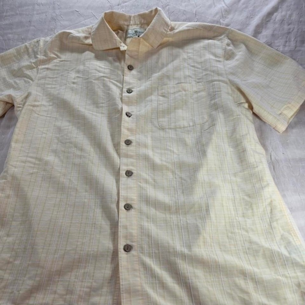 Island Shores Mens XL Tall Yellow Plaid Short Sleeve Button Down Camp Shirt XLT